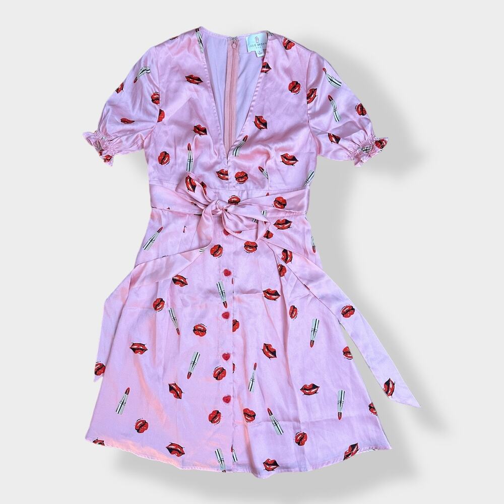 JB Julie Brown NWOT Pink Kisses and Lipstick‎ Satin Dress Size 2